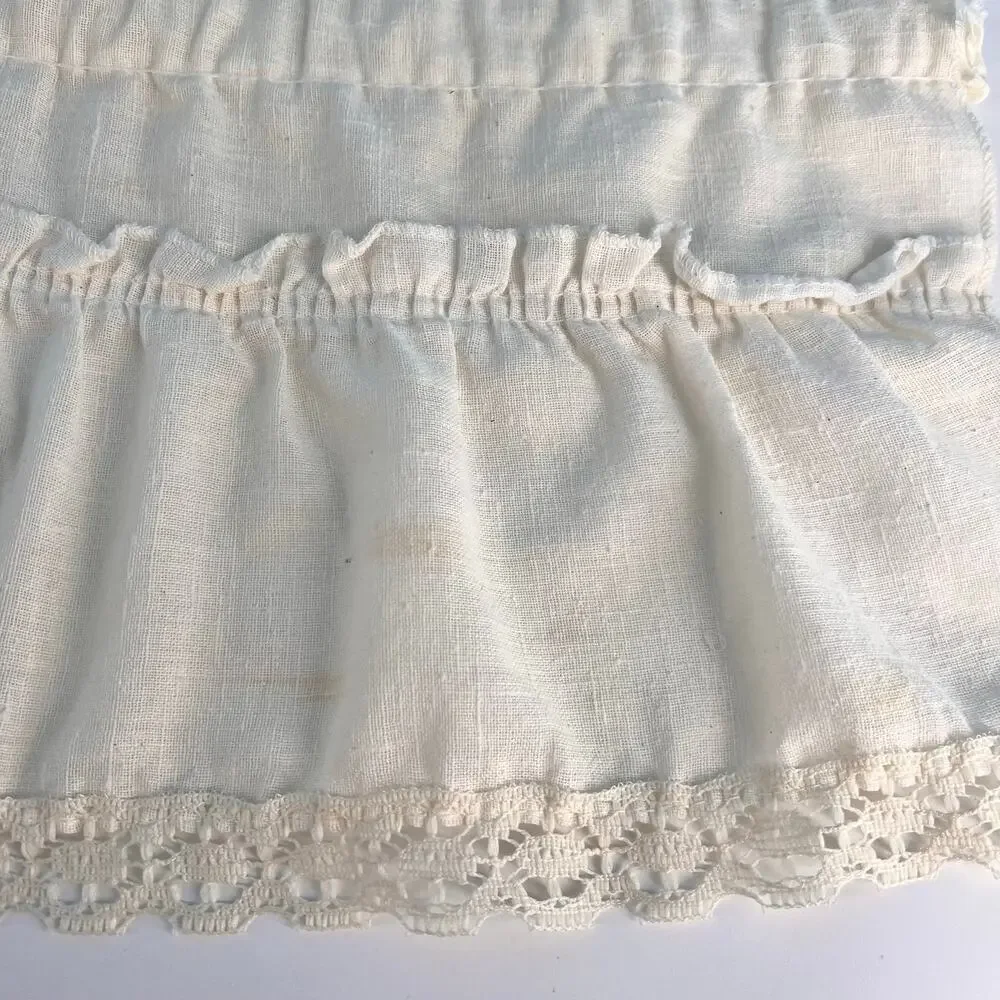 Cottagecore Vintage Cafe Curtain Set Tiered Ruffled Lace Trim 5 Pieces